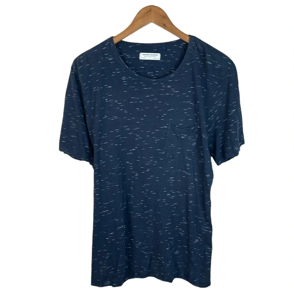 TS788 Mens Denim & Flower Designer Trendy Marled Pocket T Shirt XL